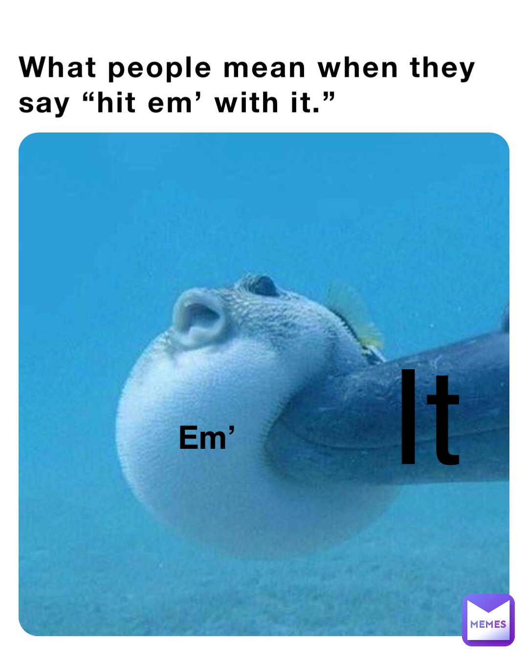 What people mean when they say “hit em’ with it.” Em’ It