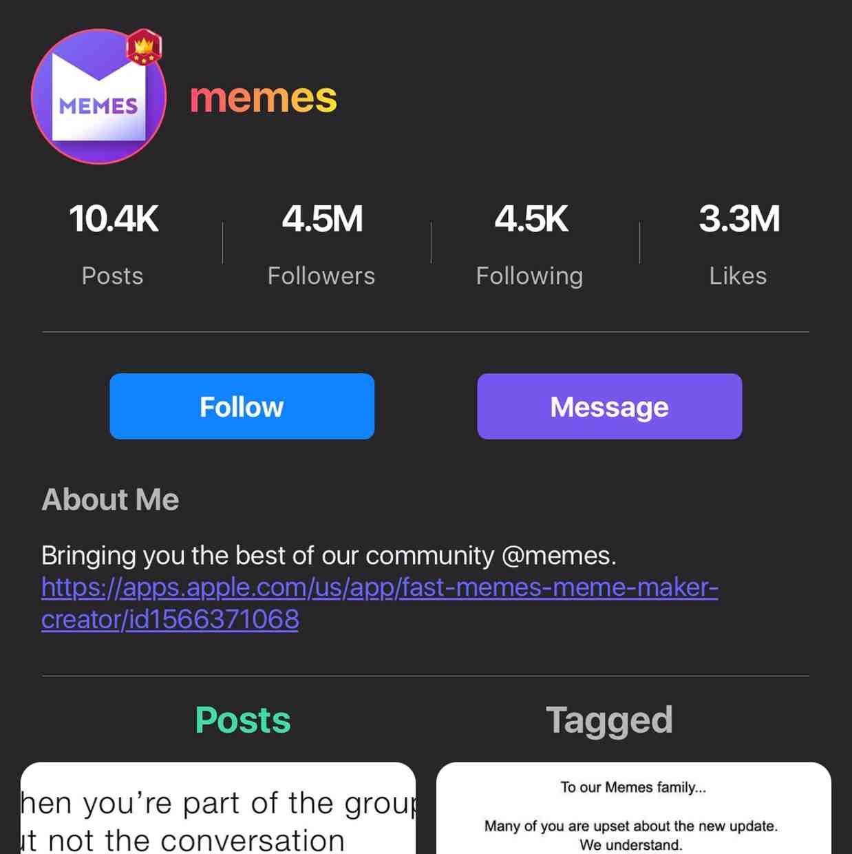 my goal is to get more followers than memes themselves. it’s probably (definitely) not gonna happen but i’ll try just for the fun of it