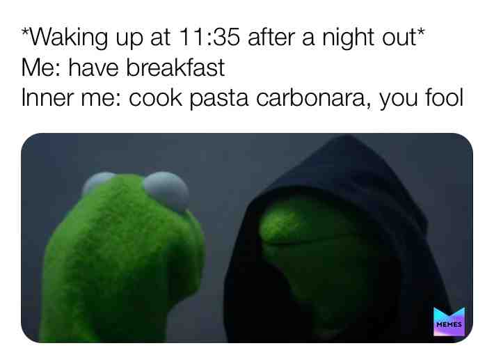 Italians do it better.
I suppose you know which option I chose today.
#pasta #italy #university #memes #memesdaily #laughb4worry #nightout #hangover