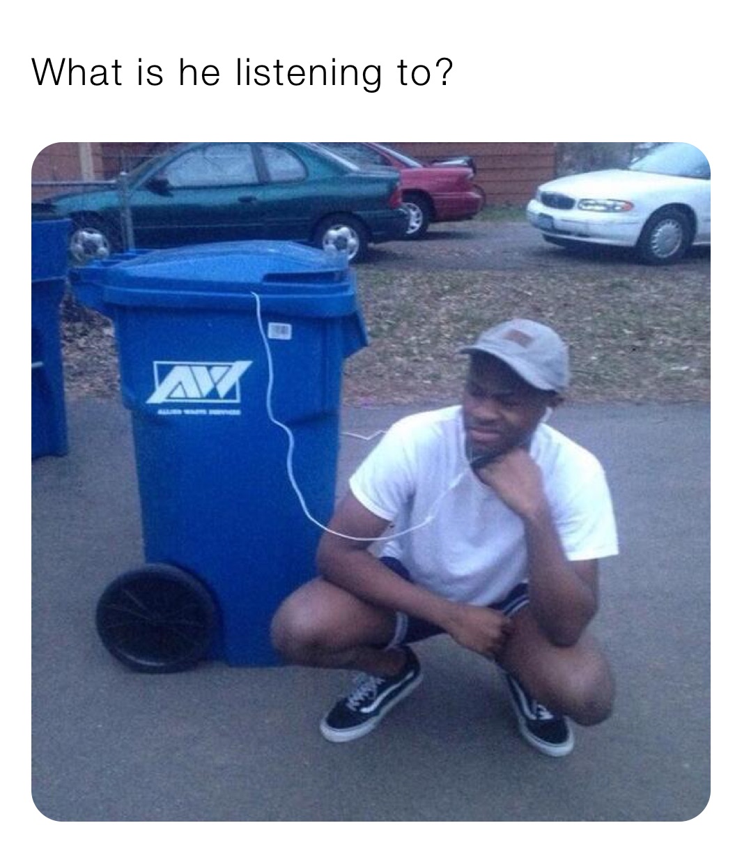 What is he listening to? 