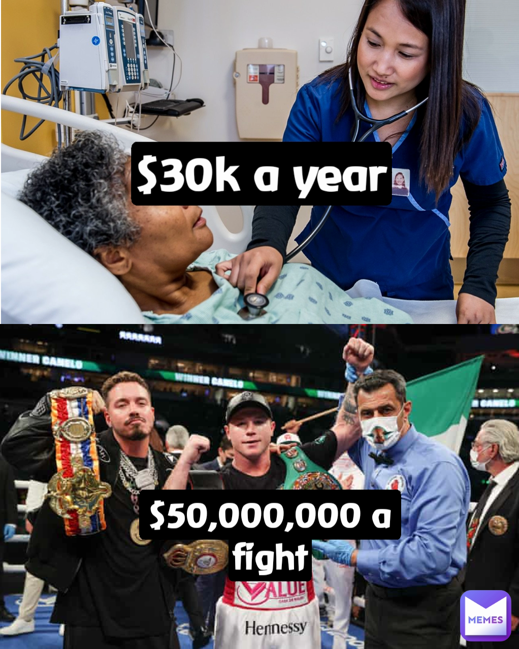 $30k a year $50,000,000 a fight