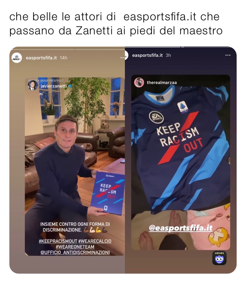 che belle le attori di  easportsfifa.it che passano da Zanetti ai piedi del maestro 