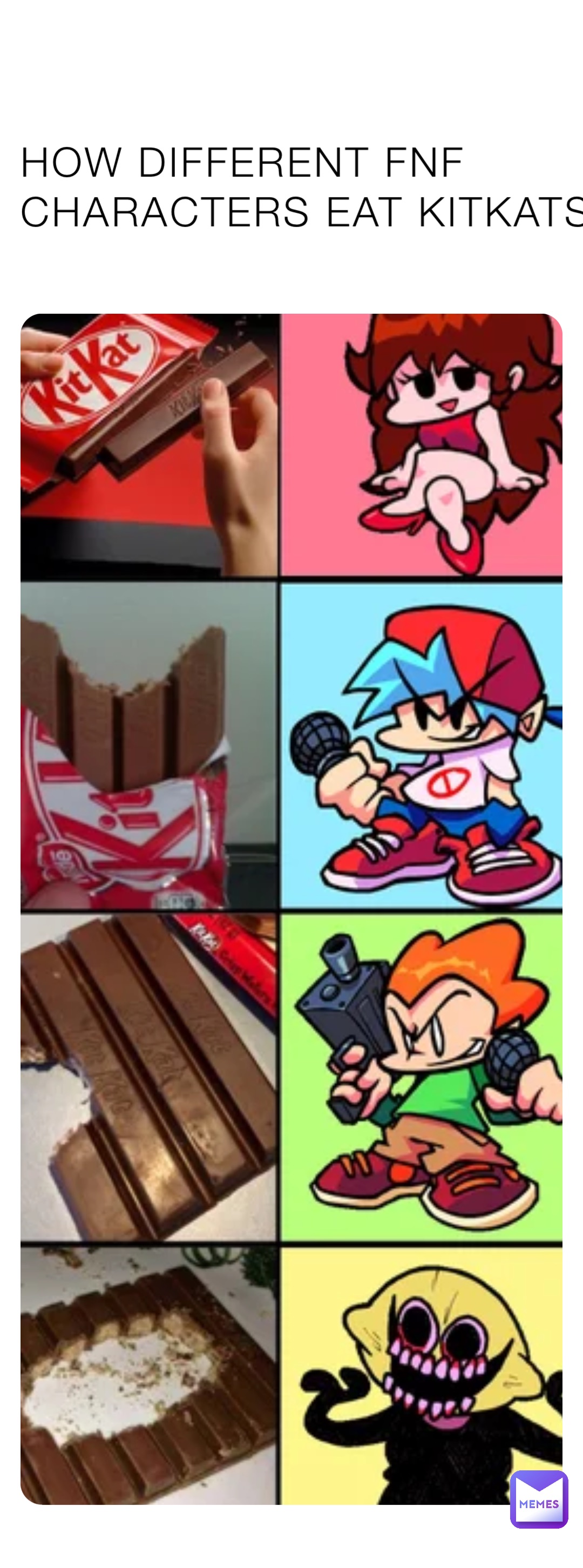 HOW DIFFERENT FNF CHARACTERS EAT KITKATS