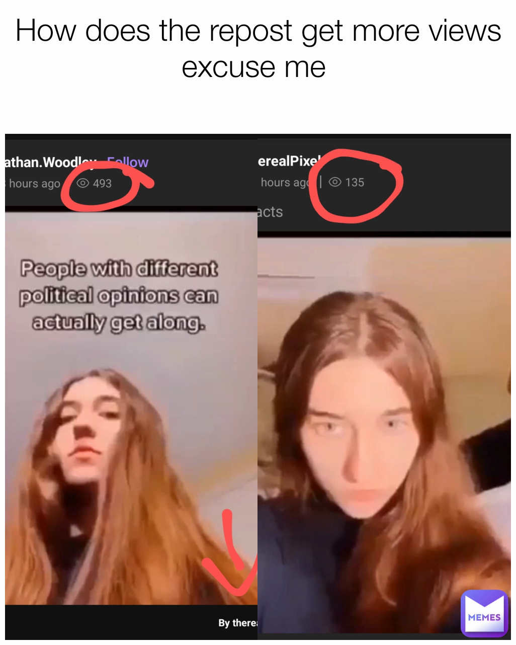 How does the repost get more views excuse me 
