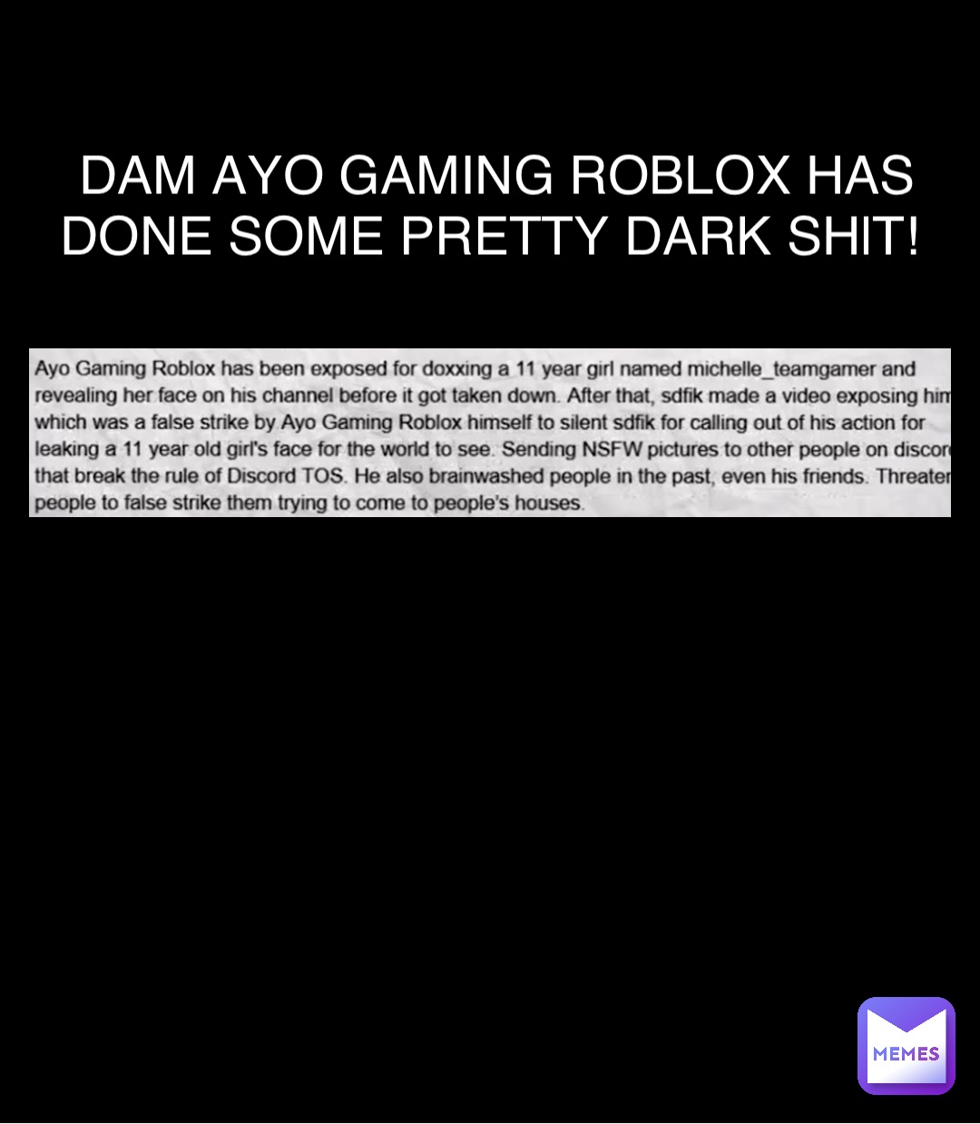 DAM AYO GAMING ROBLOX HAS DONE SOME PRETTY DARK SHlT!