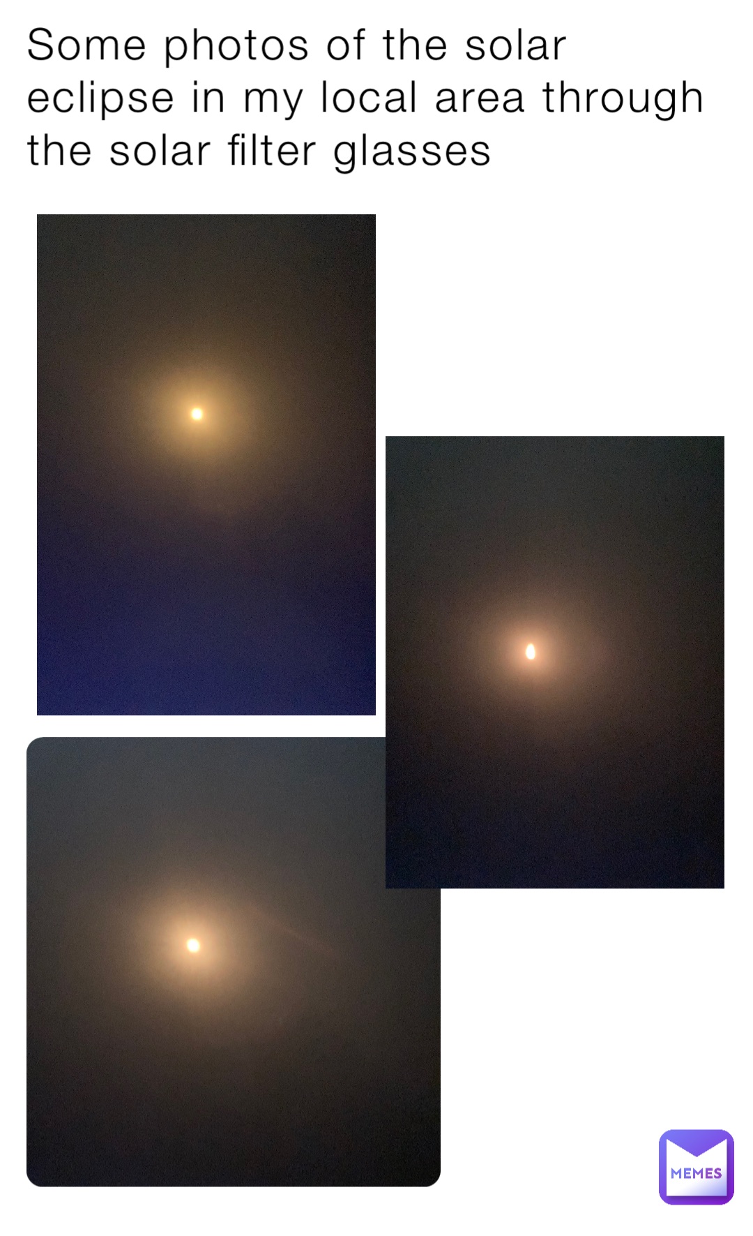 Some photos of the solar eclipse in my local area through the solar filter glasses
