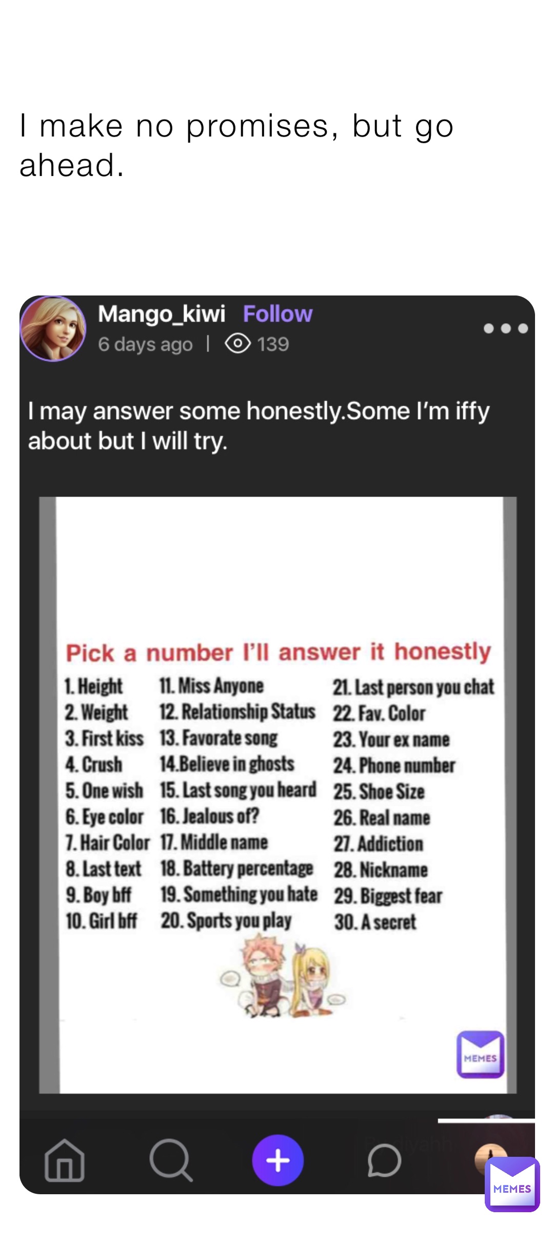 I make no promises, but go ahead.