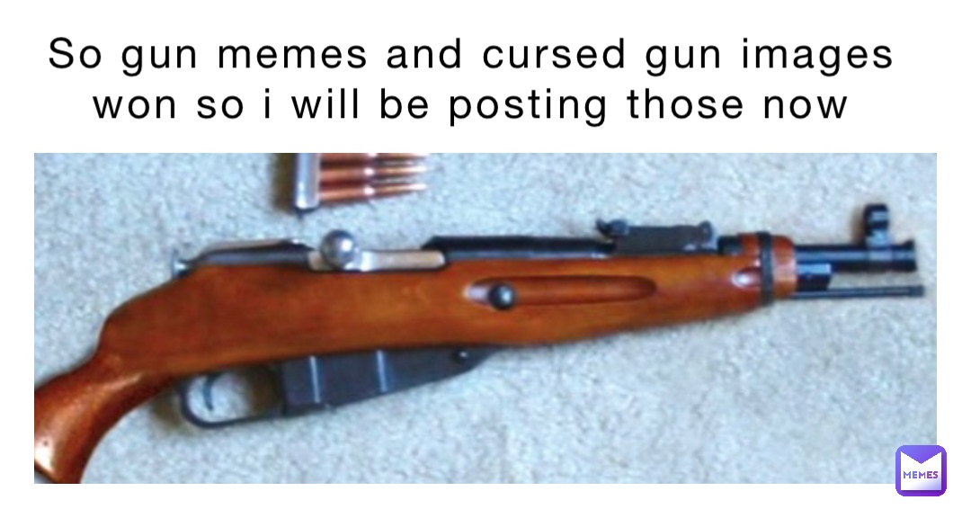 So gun memes and cursed gun images won so I will be posting those now