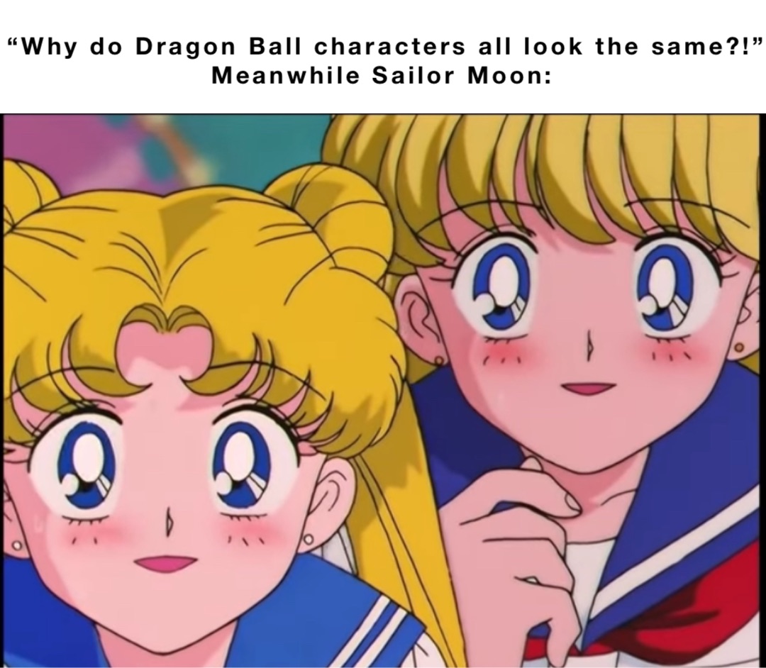 “Why do Dragon Ball characters all look the same?!” 
Meanwhile Sailor Moon: Double tap to edit