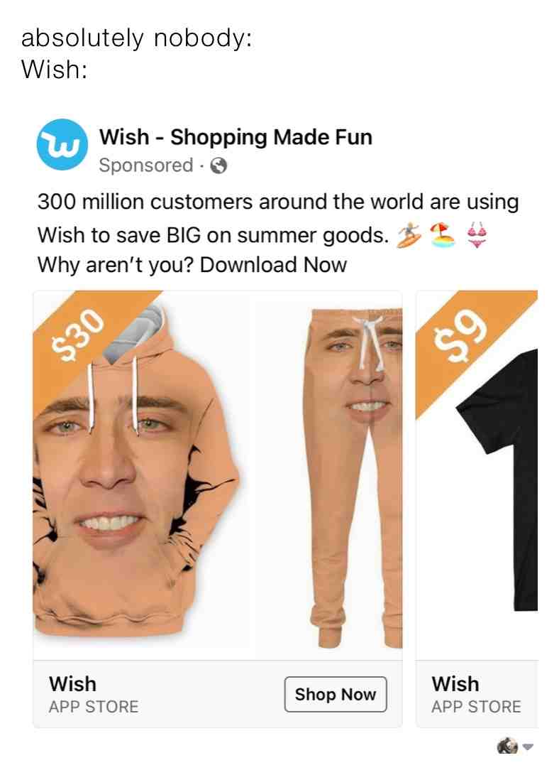 30 dollars for a Nick Cage suit? Yes please! #wish #wishapp