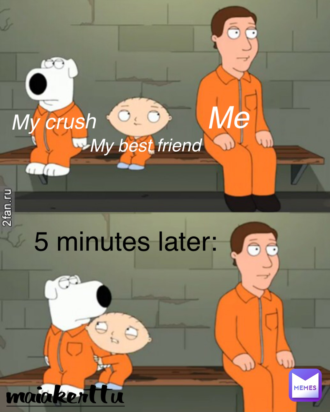 Me My crush My best friend 5 minutes later: