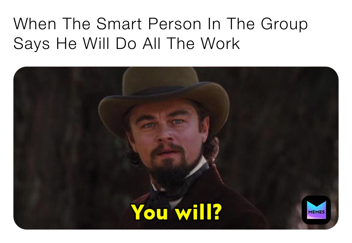 When The Smart Person In The Group Says He Will Do All The Work