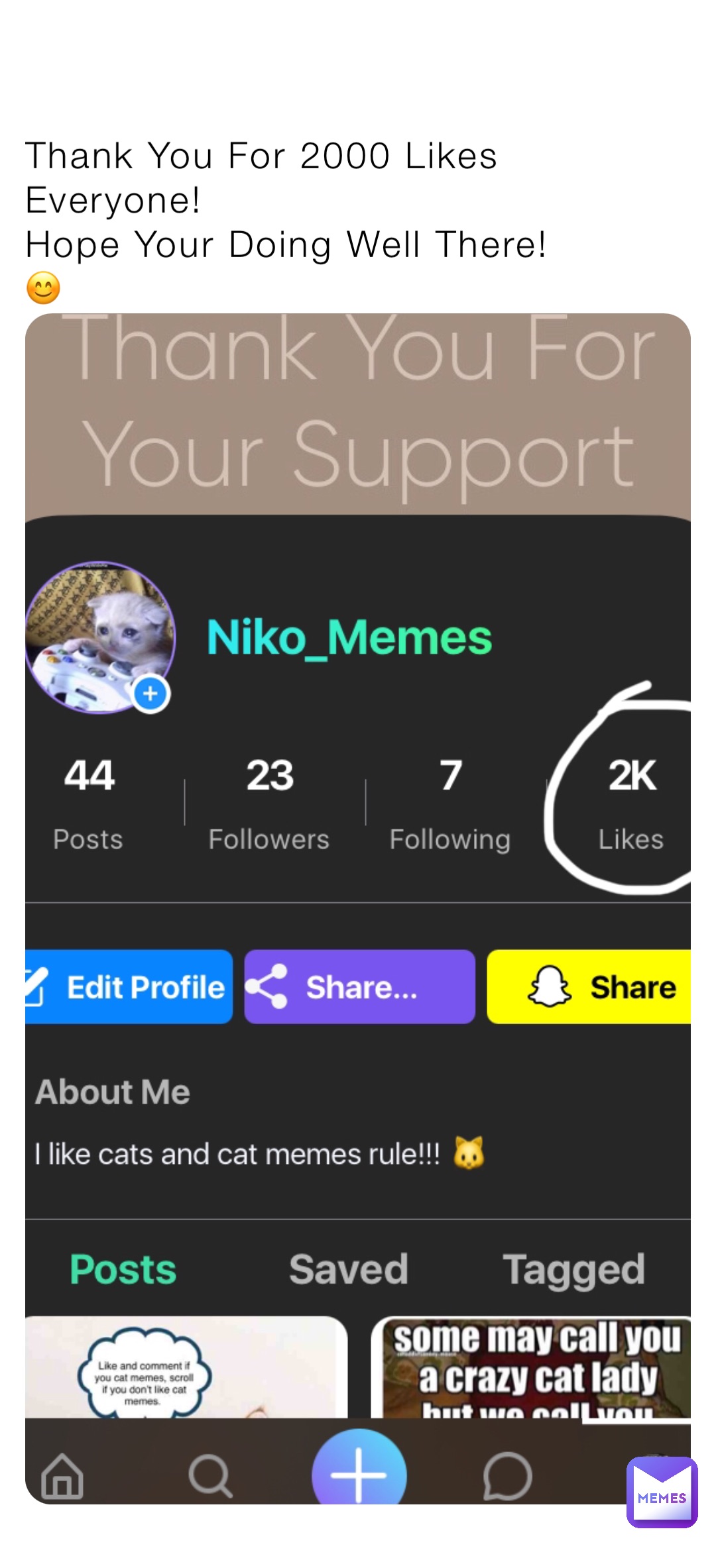 Thank You For 2000 Likes Everyone!
Hope Your Doing Well There!
😊