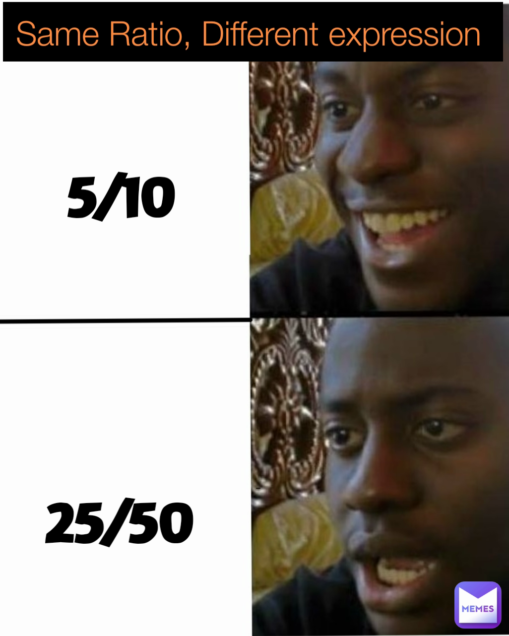 Same Ratio, Different expression  5/10 25/50