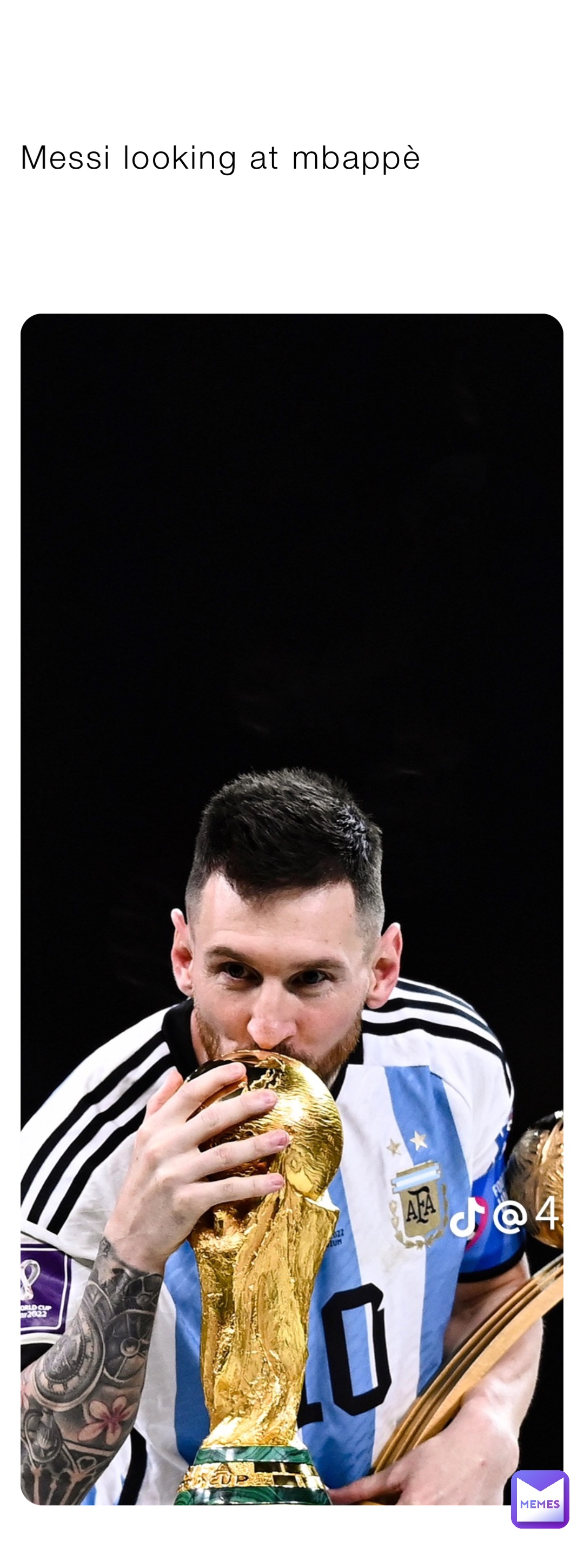 Messi looking at mbappè