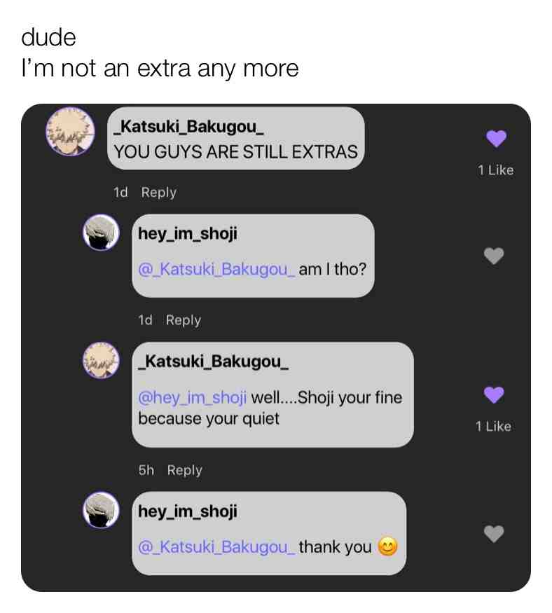 He said it himself, I’m not an extra 😌
