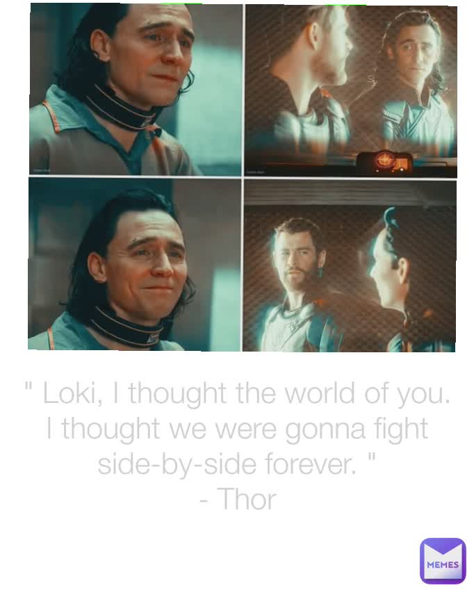 " Loki, I thought the world of you. I thought we were gonna fight side-by-side forever. "
- Thor