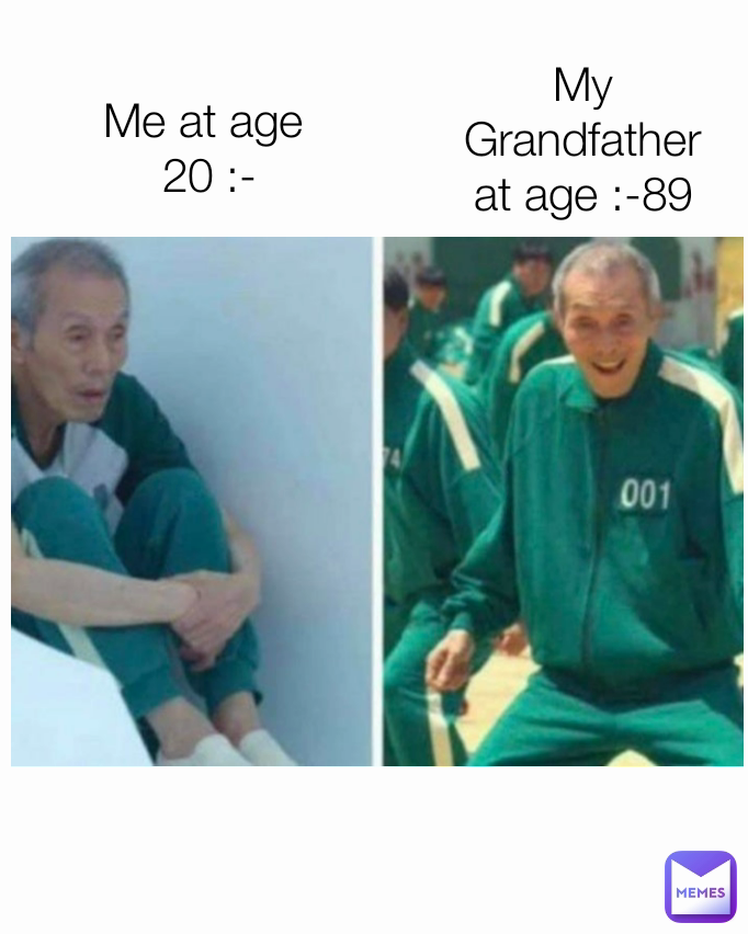 Me at age 
20 :- My Grandfather at age :-89