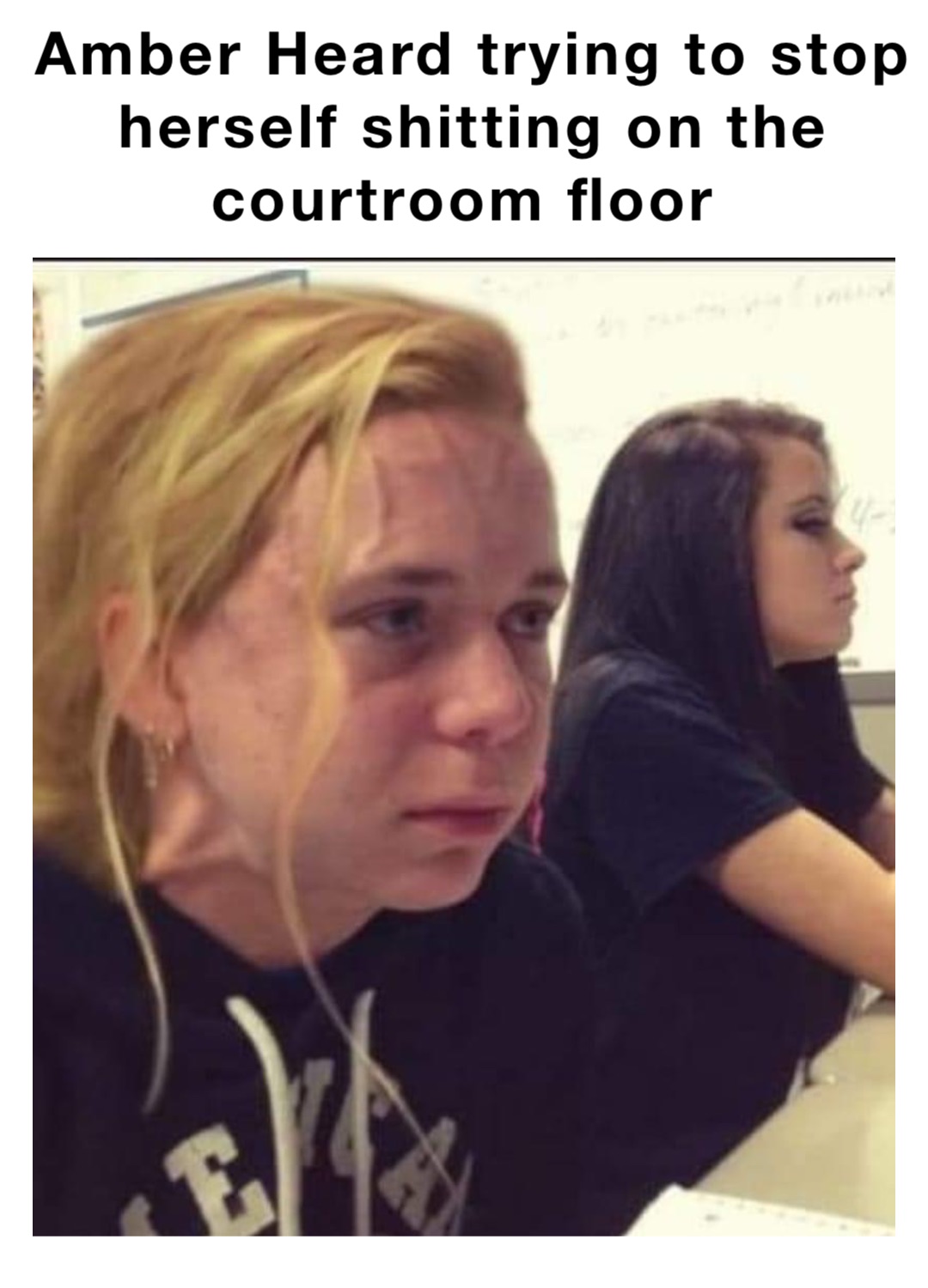 Amber Heard trying to stop herself shitting on the courtroom floor