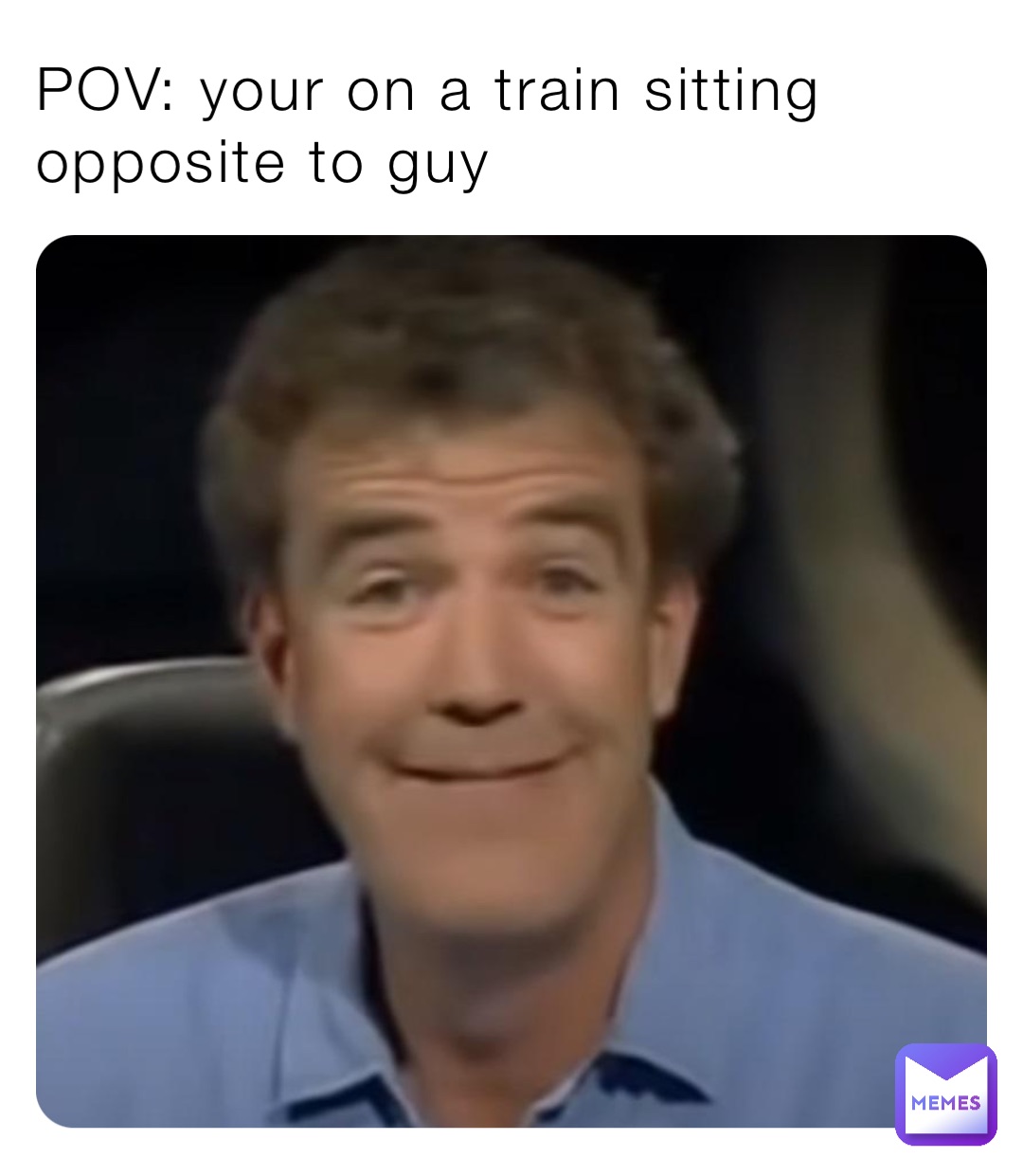 POV: your on a train sitting opposite to guy