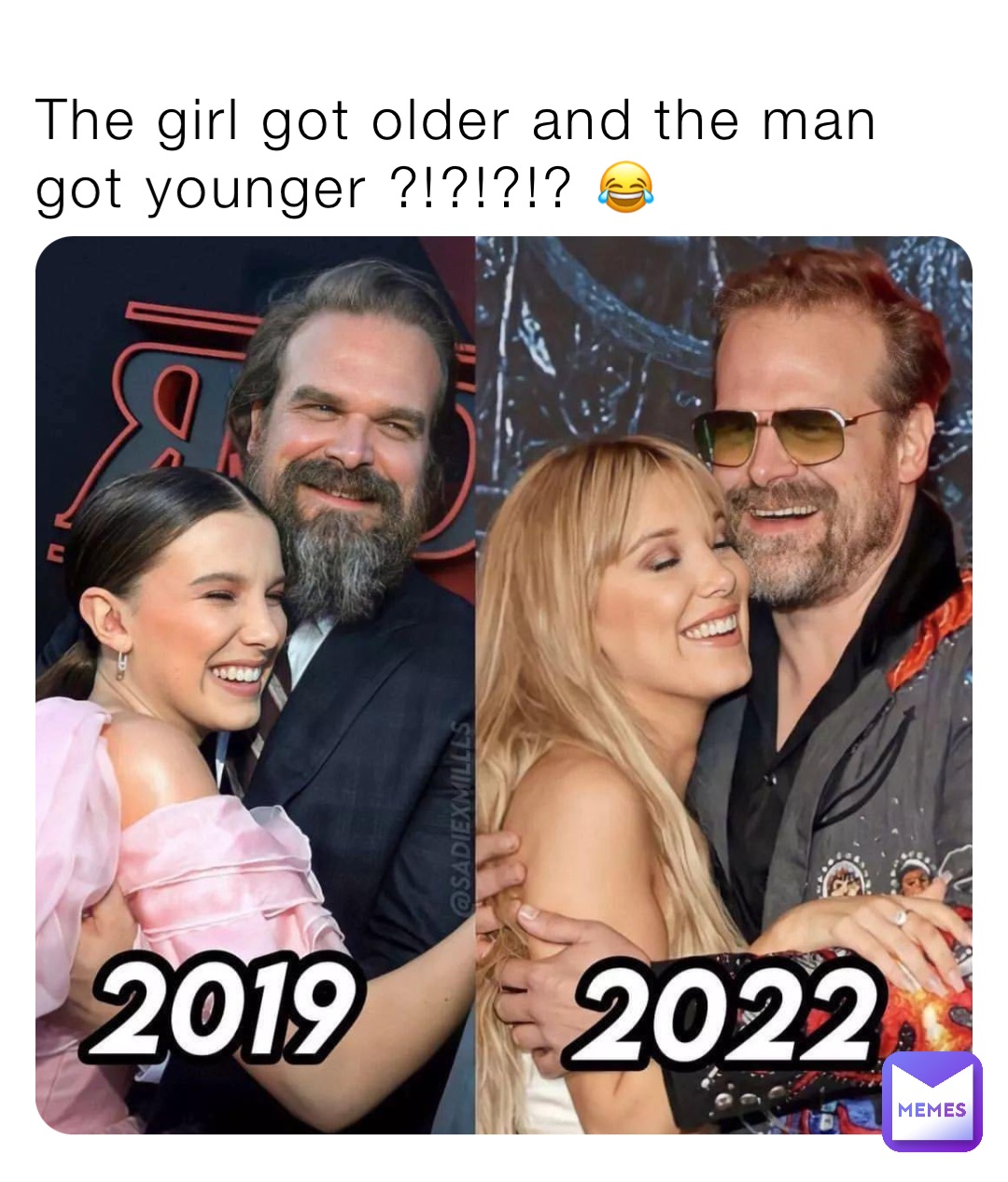 The girl got older and the man got younger ?!?!?!? 😂