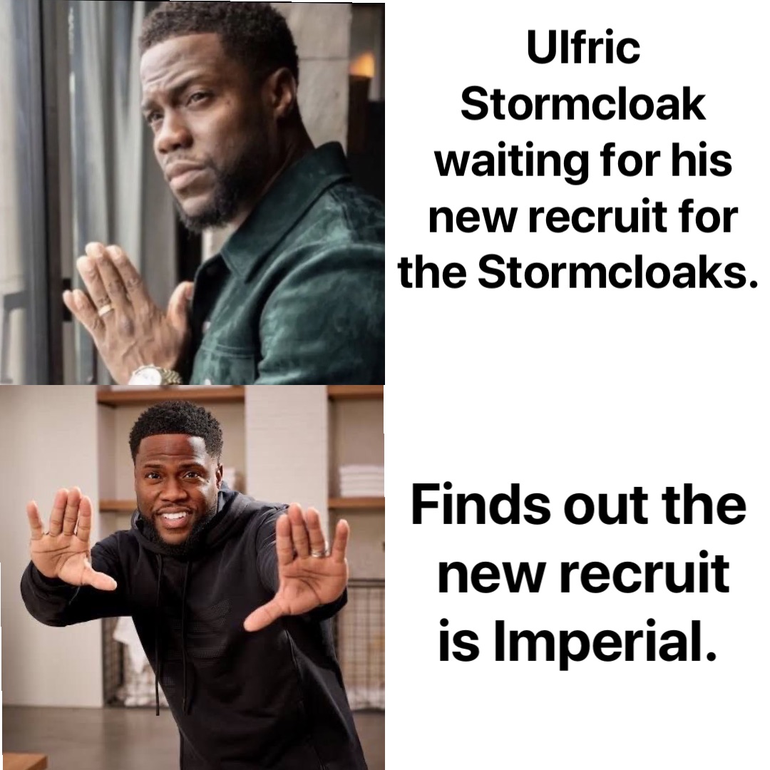 Ulfric Stormcloak waiting for his new recruit for the Stormcloaks. Finds out the new recruit is Imperial.