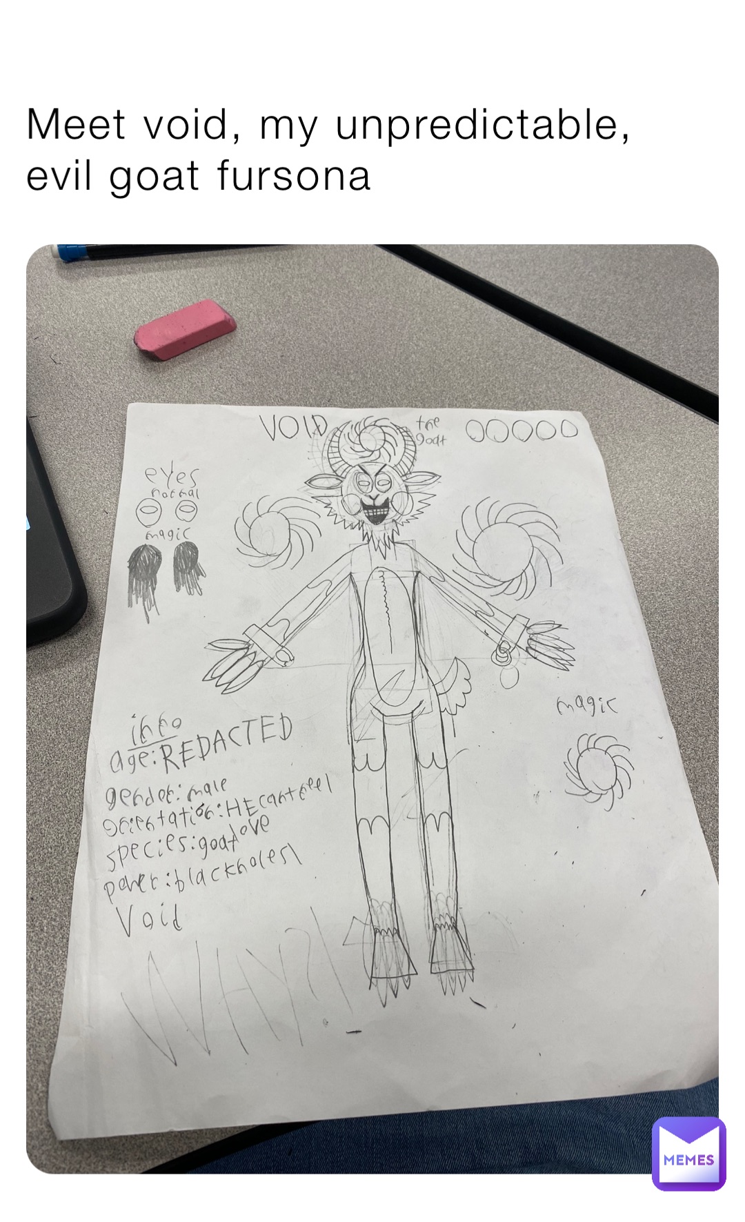 Meet void, my unpredictable, evil goat fursona