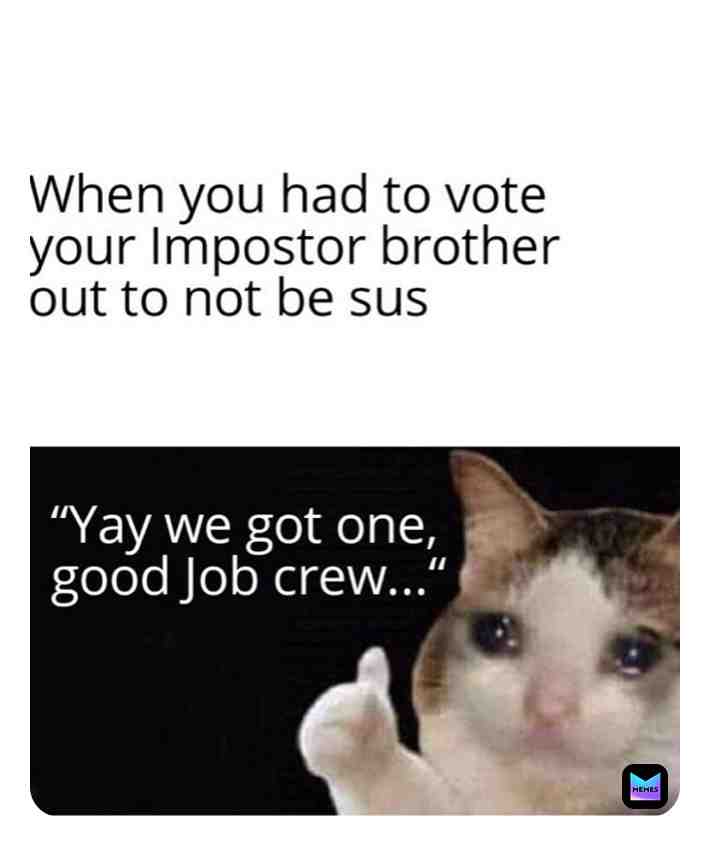 You just had to do it 😭 Comment down below if you’ve ever had to vote out ur imposter brother!