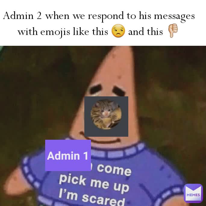 Admin 2 when we respond to his messages with emojis like this 😒 and this 👎🏻 Admin 1