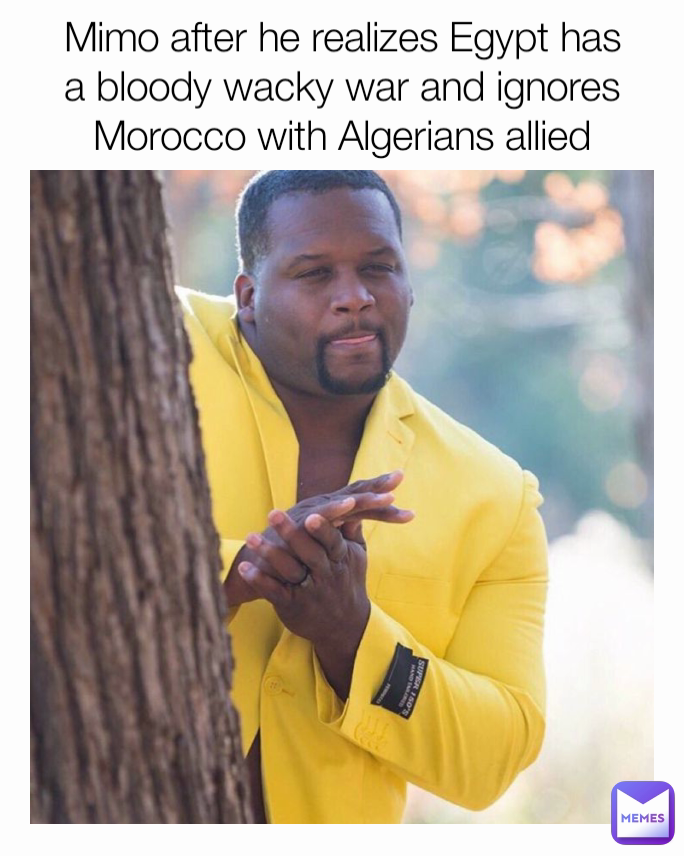 Mimo after he realizes Egypt has a bloody wacky war and ignores Morocco with Algerians allied