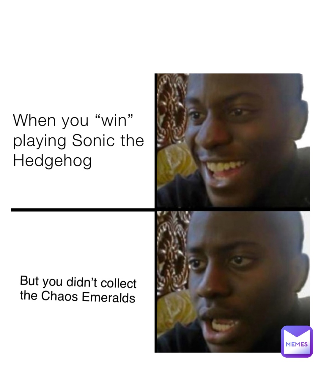 When you “win” playing Sonic the Hedgehog, but you didn’t collect the Chaos Emeralds… #SonictheHedgehog #ChaosEmeralds #newbgamer #classicgames #robotnick #Sega #Genesis #90sKids #fail #gamerfail #videogames #newb #SuperSonic #SonicTeam