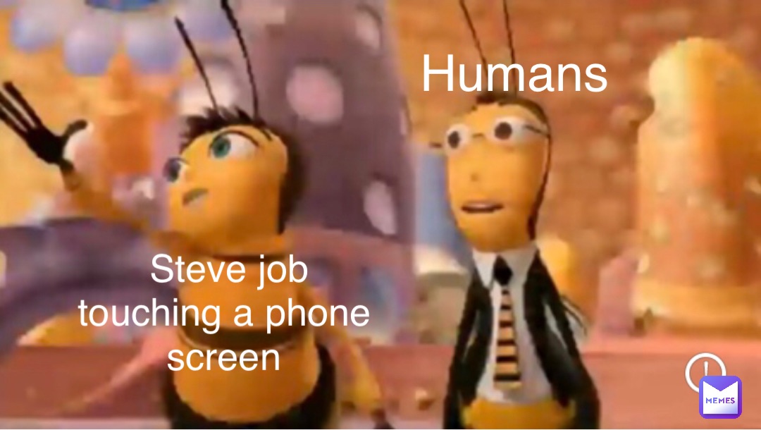 Steve job touching a phone screen Humans