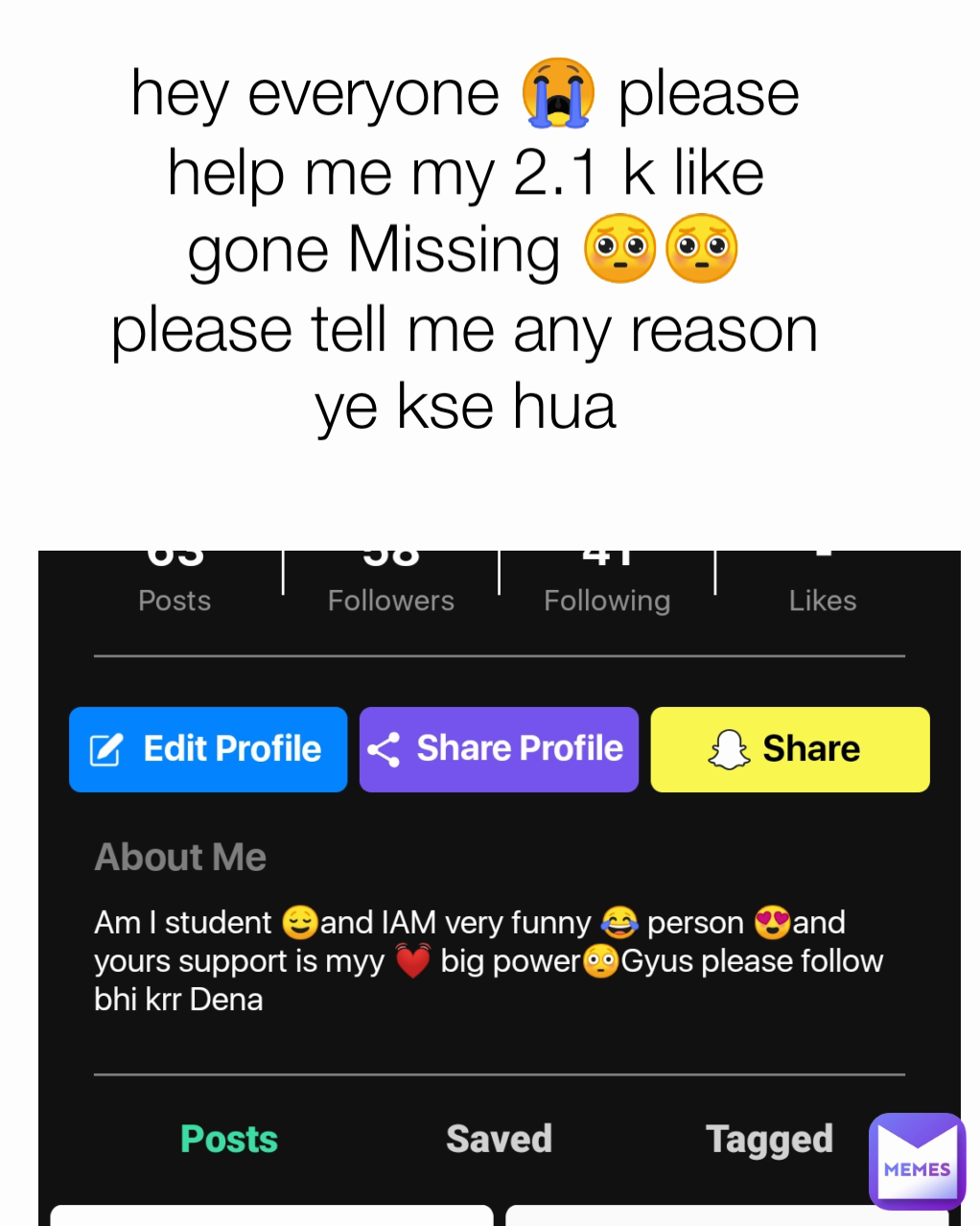 hey everyone 😭 please help me my 2.1 k like gone Missing 🥺🥺 please tell me any reason ye kse hua