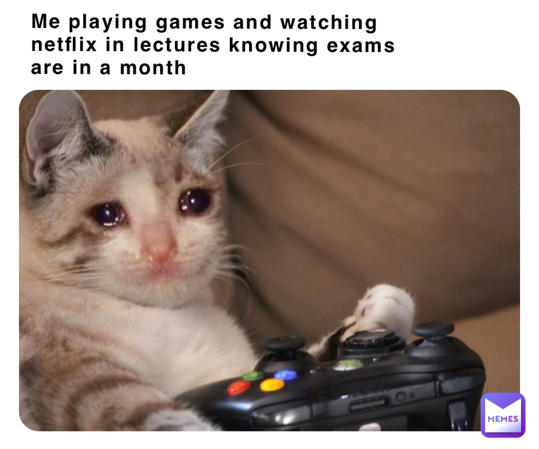 Me playing games and watching netflix in lectures knowing exams are in a month