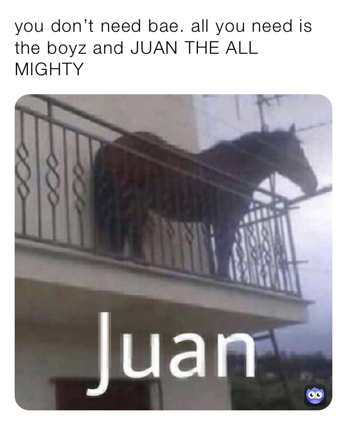 you don’t need bae. all you need is the boyz and JUAN THE ALL MIGHTY