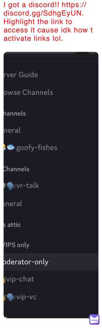 Join the discord!! #discord #fishy just copy the link by taking a pic and looking between th two. I fucked up on that part