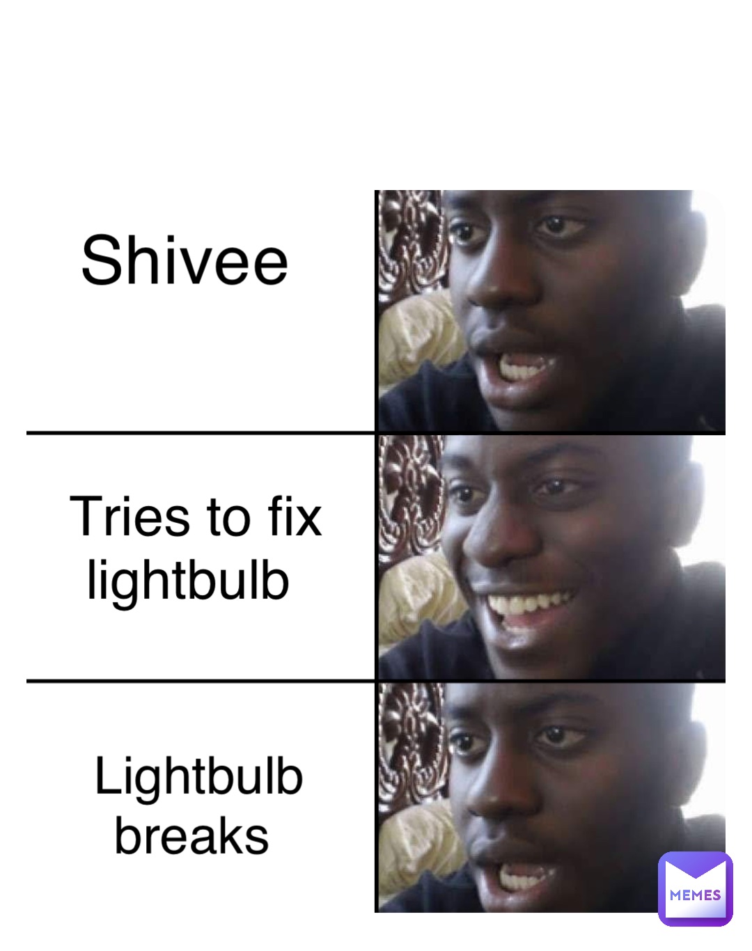 Shivee Tries to fix 
lightbulb Lightbulb 
breaks