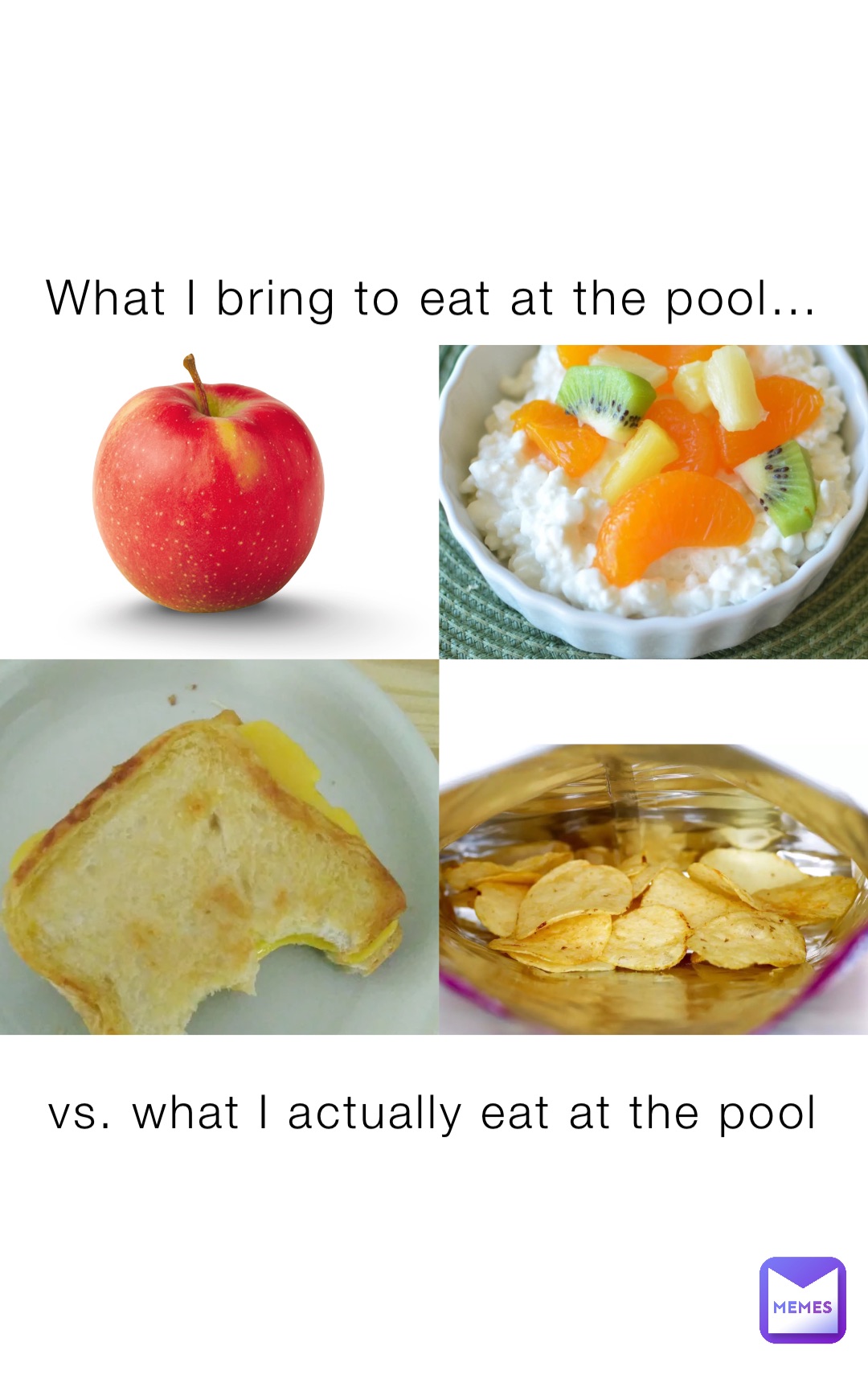 What I bring to eat at the pool… vs. what I actually eat at the pool