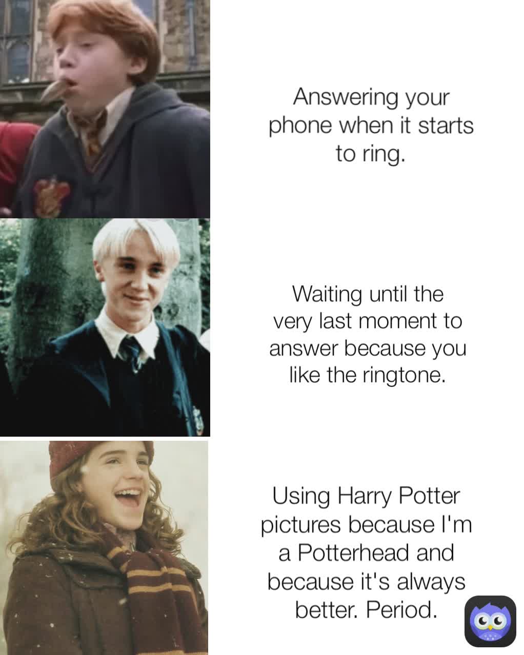 Using Harry Potter pictures because I'm a Potterhead and because it's ...