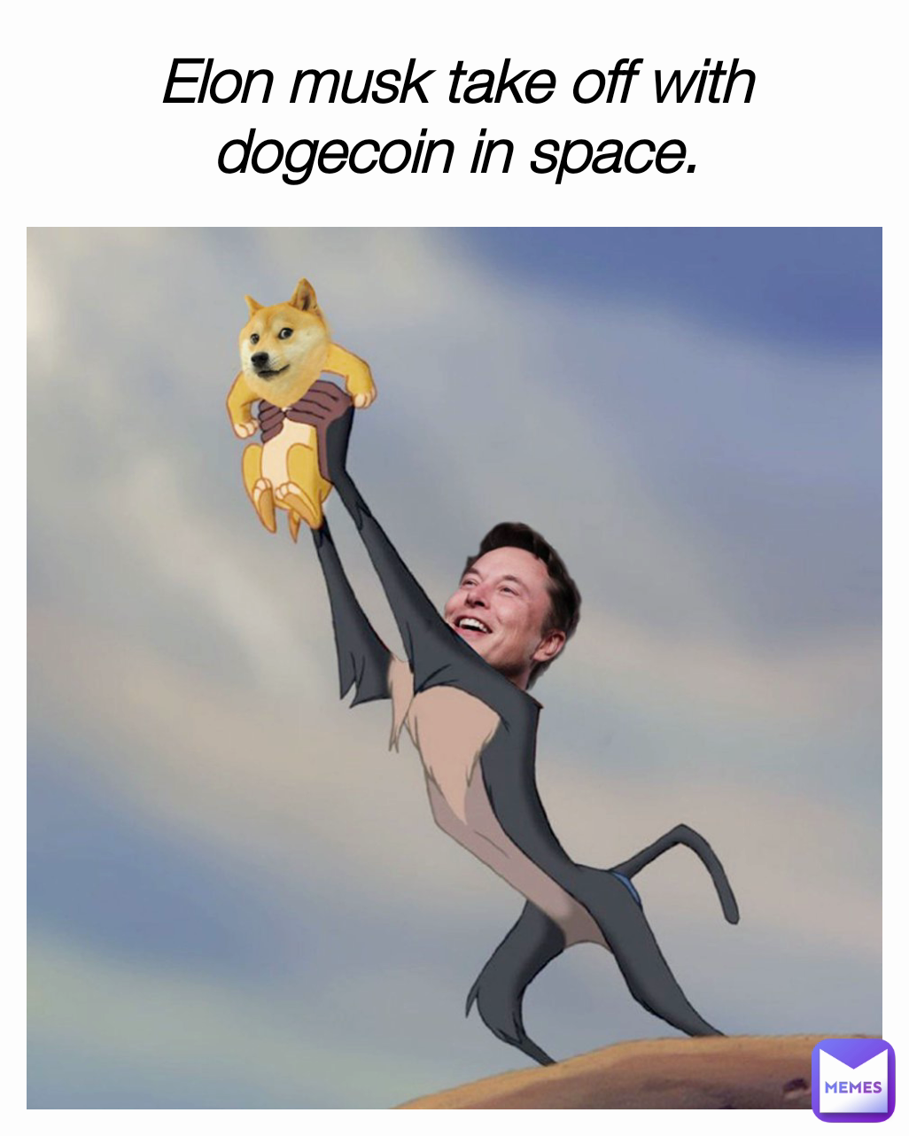 Elon musk take off with dogecoin in space.