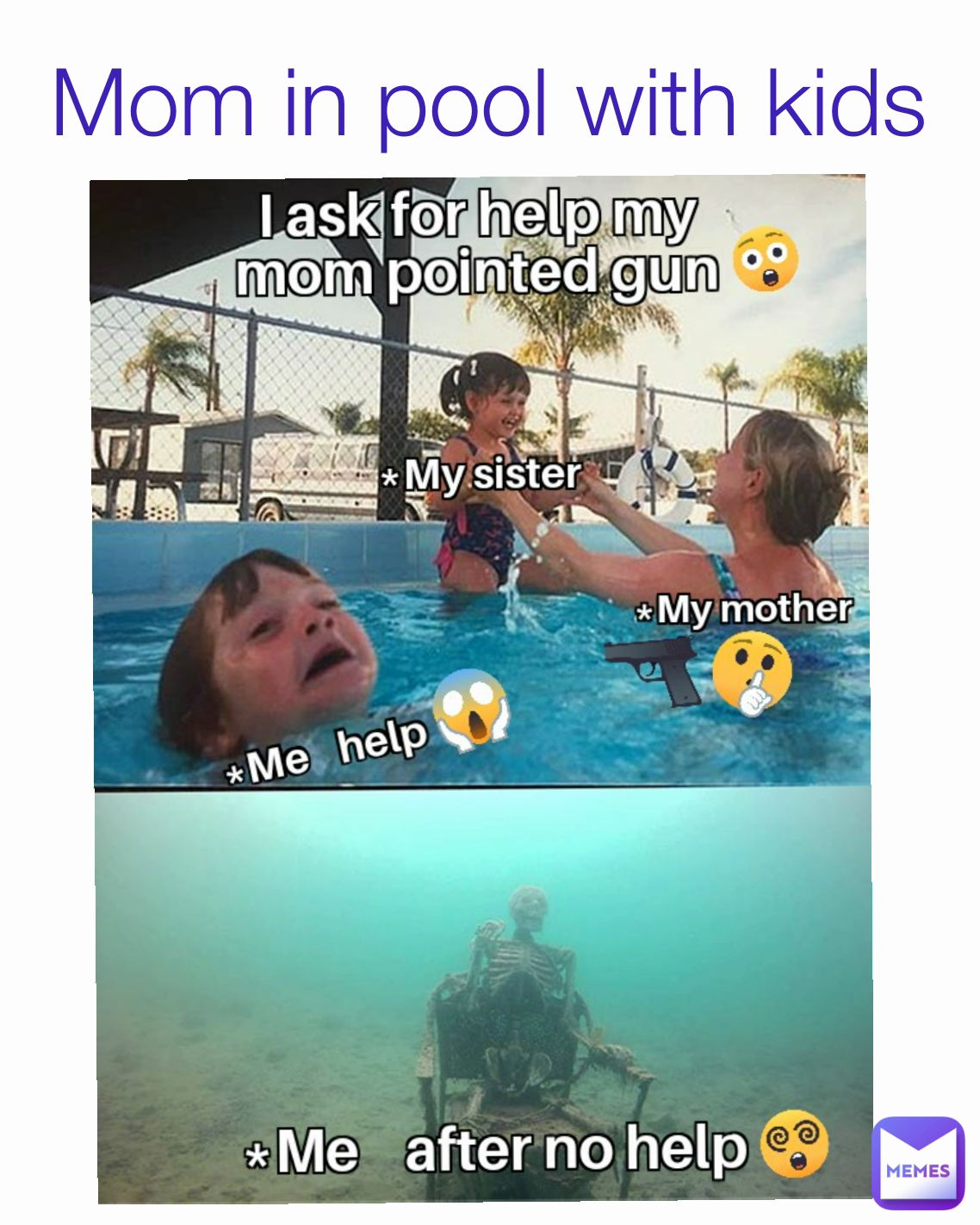 Mom in pool with kids