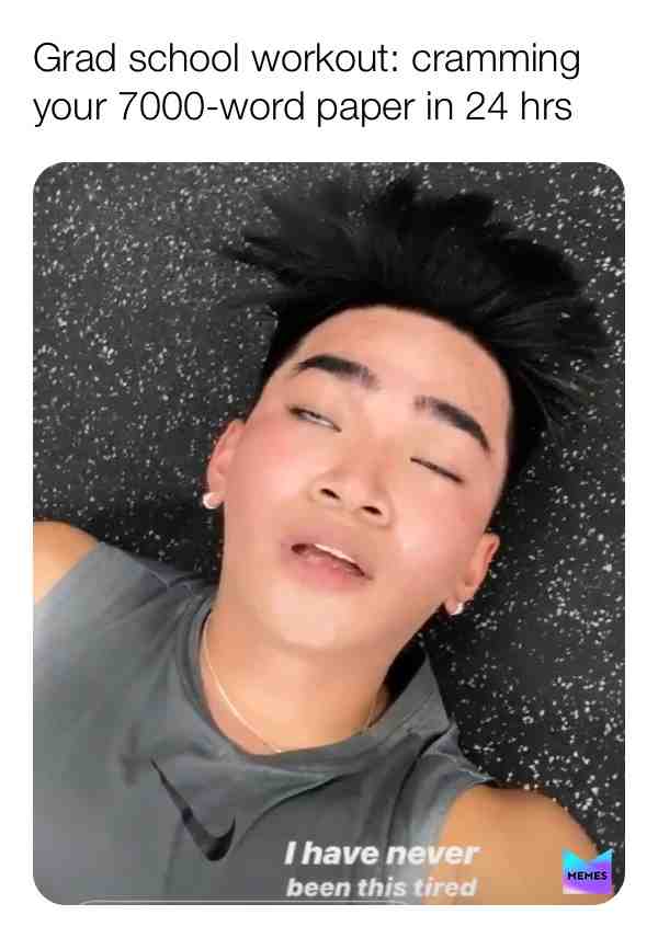 In my case, it’s the fastest way to losing weight. #gradschool #graduateschool #gradschoollife #gradstudent #graduatestudent #thesis #dissertation #academia #bretmanrock