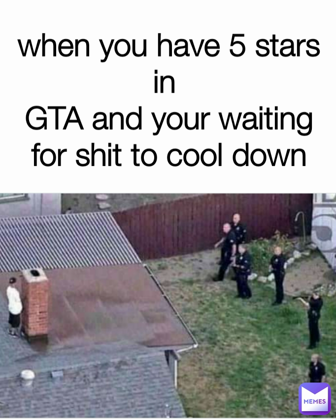 when you have 5 stars in 
GTA and your waiting
for shit to cool down