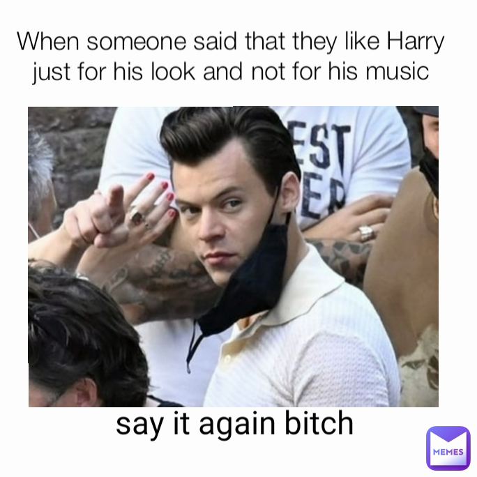 say it again bitch When someone said that they like Harry just for his look and not for his music