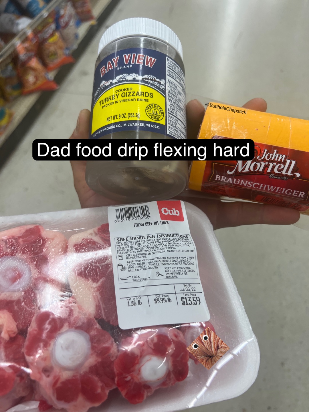 Dad food drip flexing hard