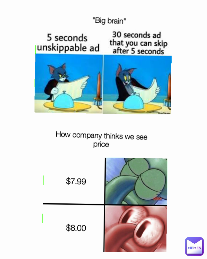 $7.99 "Big brain" How company thinks we see price $8.00