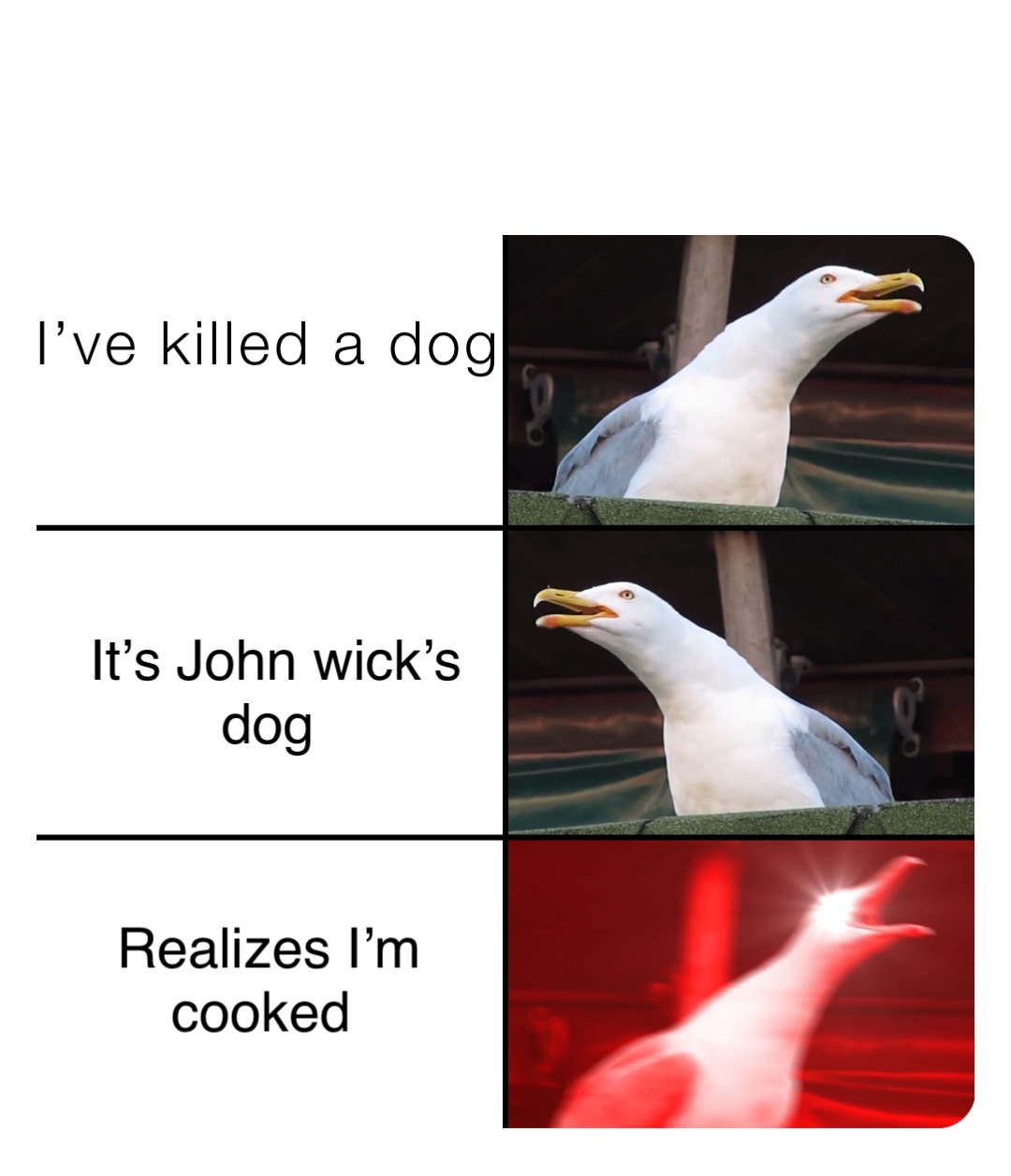 I’ve killed a dog It’s John wick’s dog Realizes I’m cooked