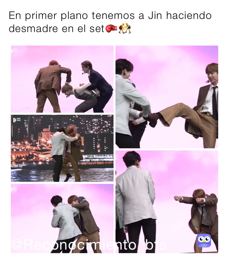 En primer plano tenemos a Jin haciendo desmadre en el set🥊🤼‍♂️ 