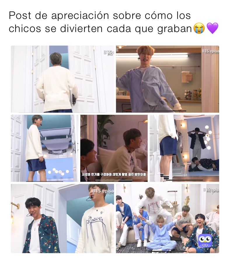 Post de apreciación sobre cómo los chicos se divierten cada que graban😭💜