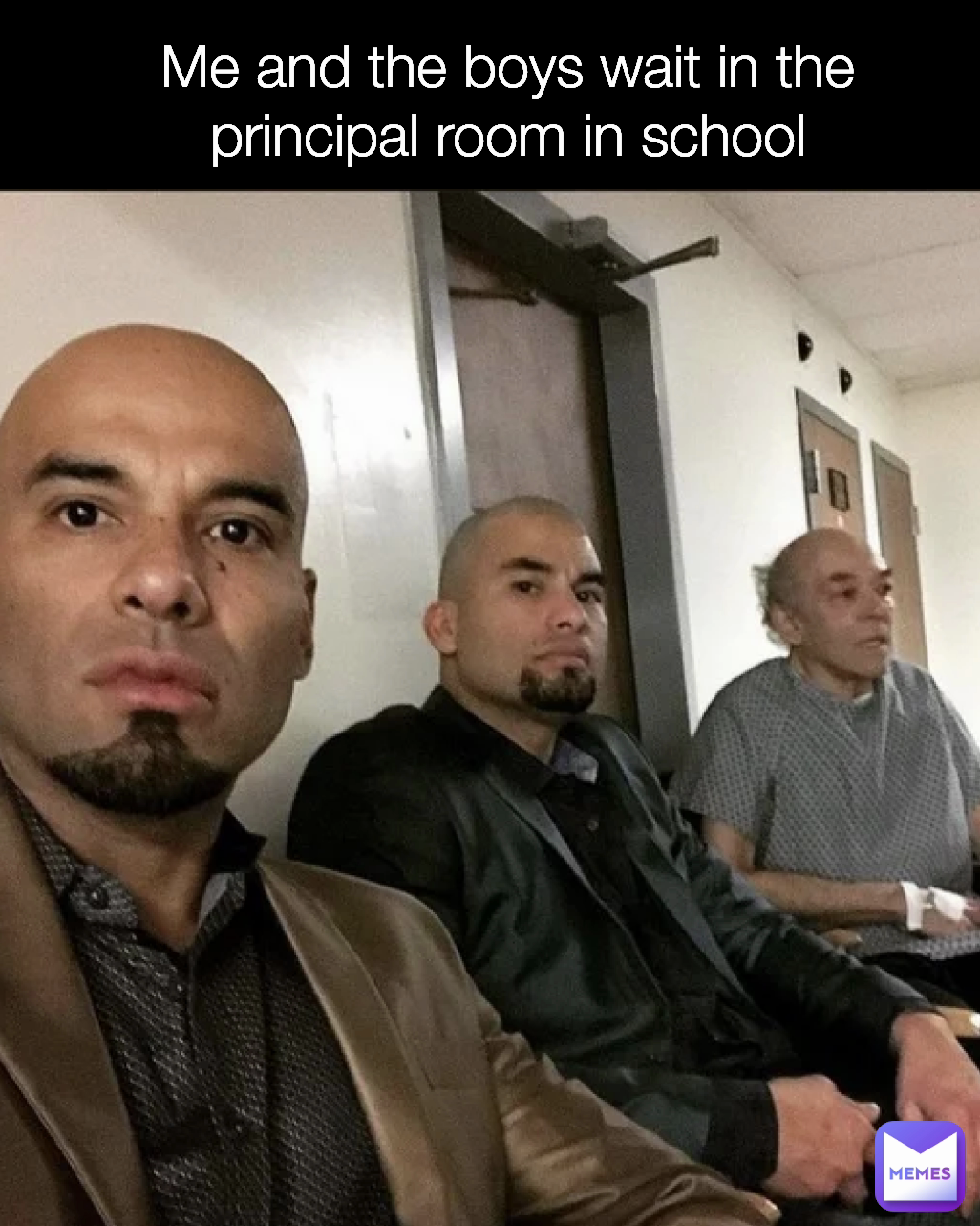 Type Text Me and the boys wait in the principal room in school